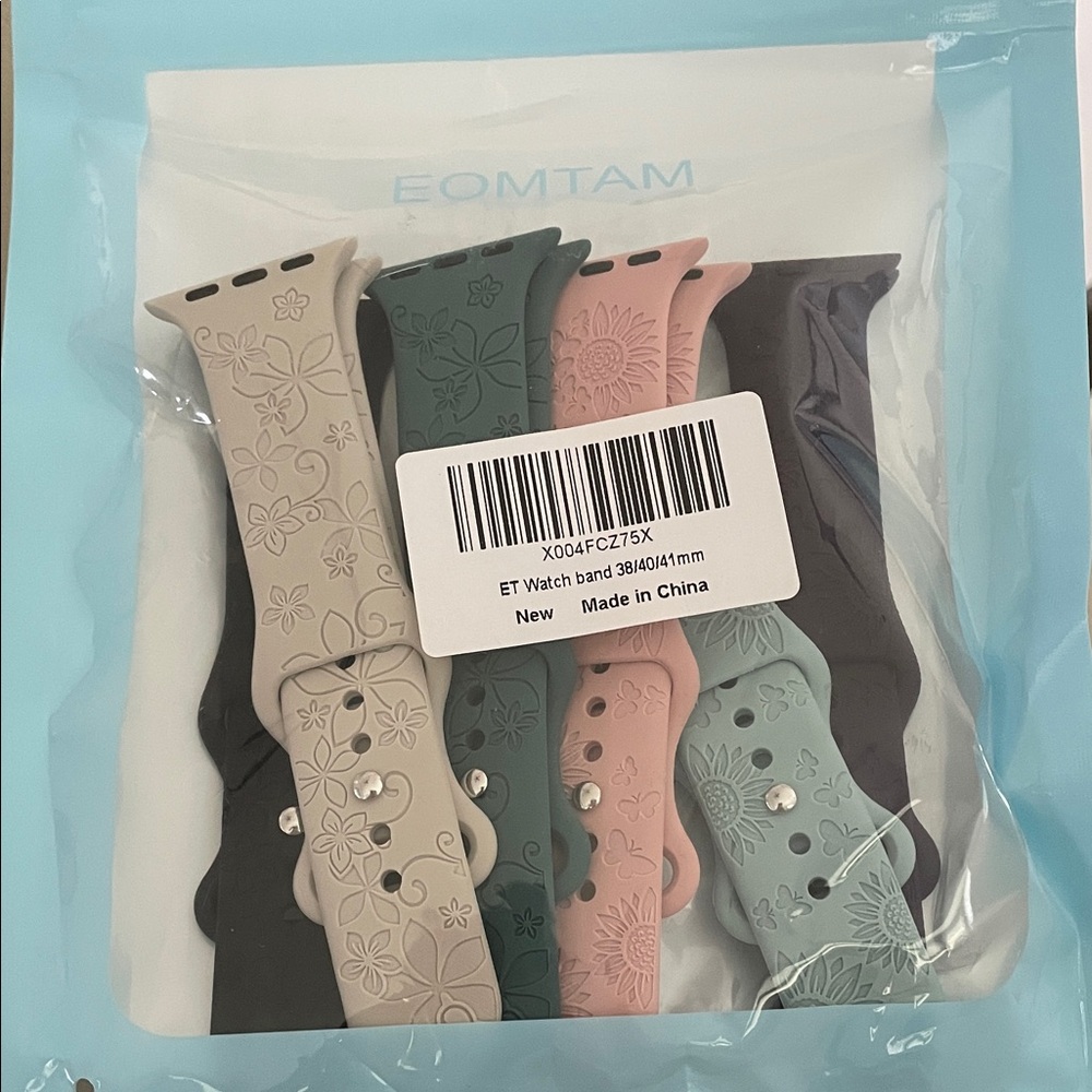 NWT - 6 Pack Floral Silicone Apple Watch Bands
